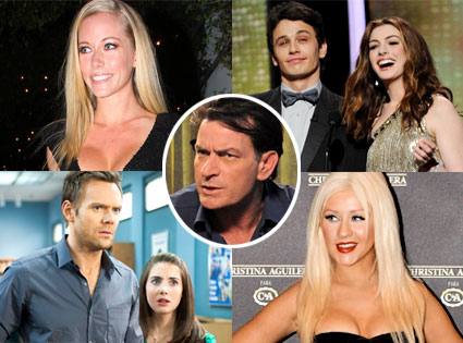 Kendra Wilkinson, James Franco, Anne Hathaway, Joel McHale, Alison Brie, Christina Aguilera, Charlie Sheen Kendra Wilkinson, James Franco, Anne Hathaway, Joel McHale, Alison Brie, Christina Aguilera, Charlie Sheen